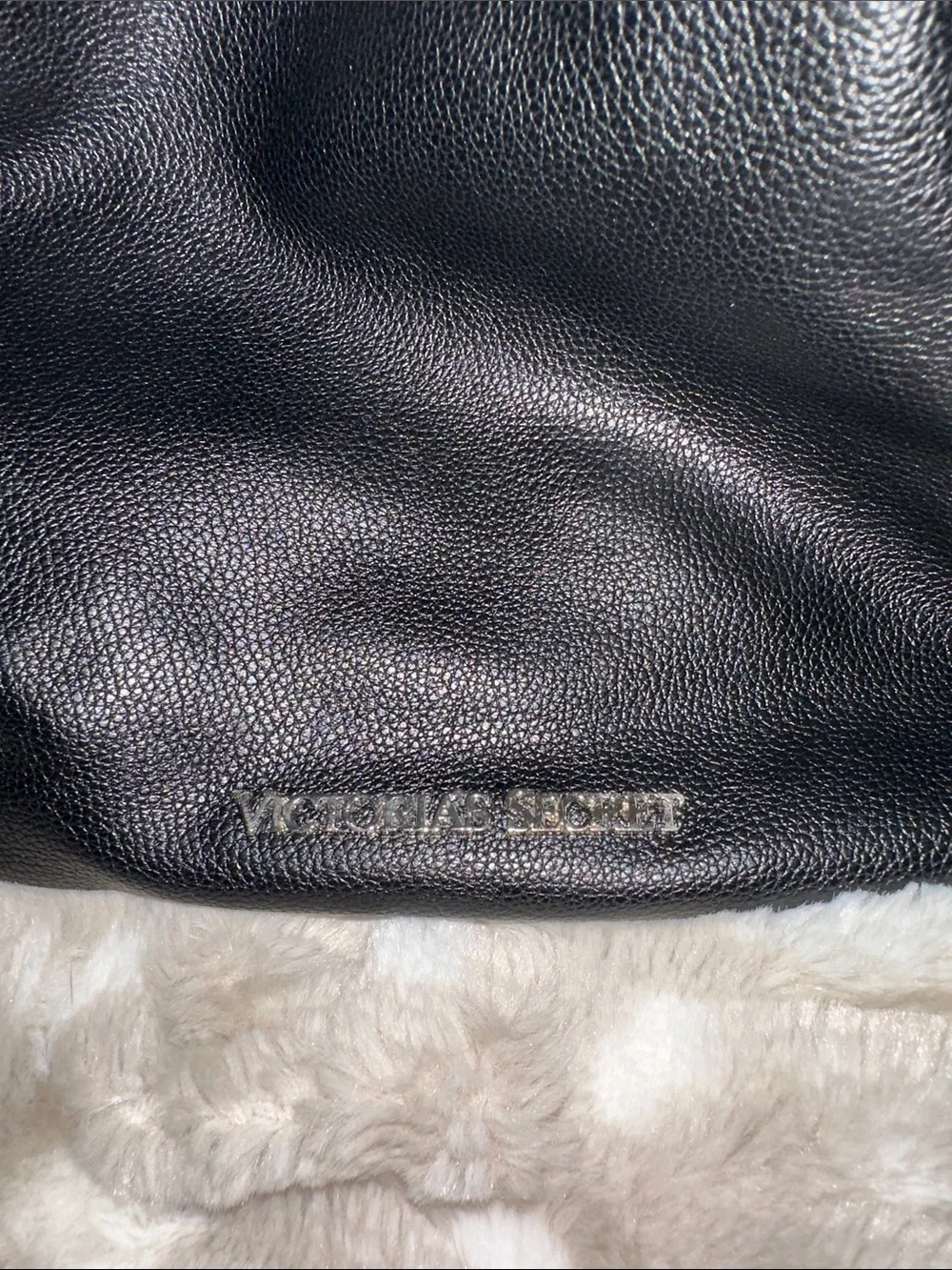 Victoria's Secret Black Leather Fringe Hobo Bucket Bag